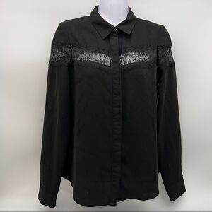 Koovs Designed in London Blouse w/Sheer Lace insert Around the Chest/Back/Arms S
